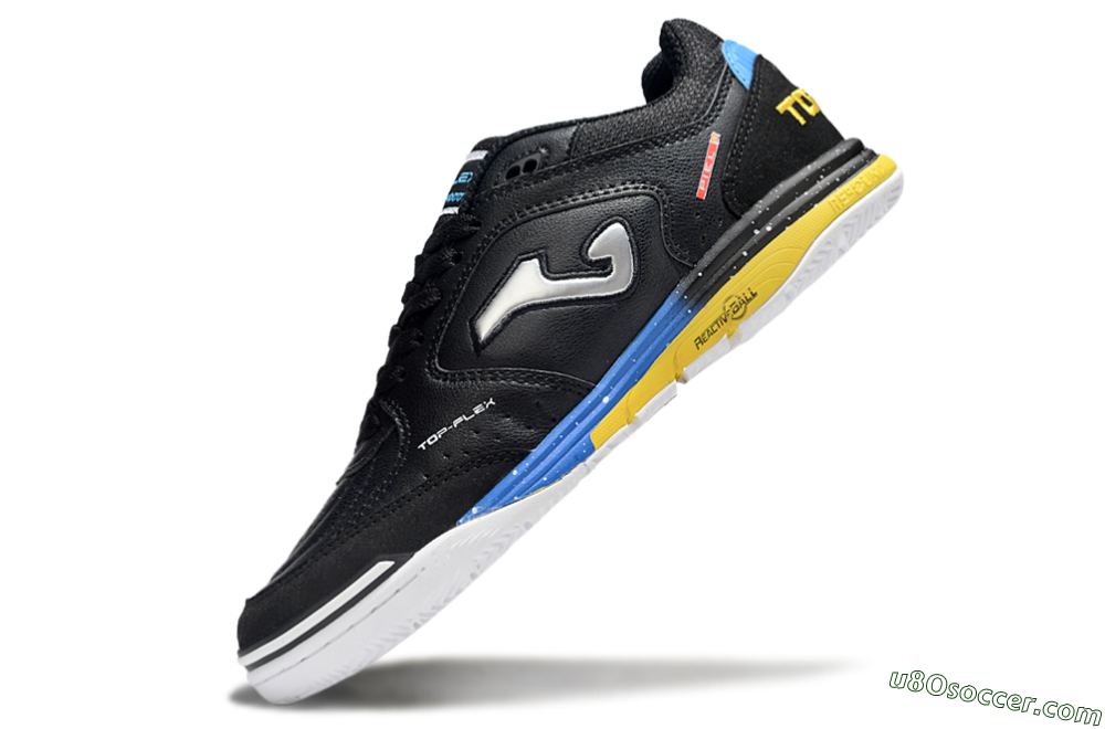 Joma Top Flex IC Indoor & Futsal Soccer Shoes - Black/Silver/Yellow 5