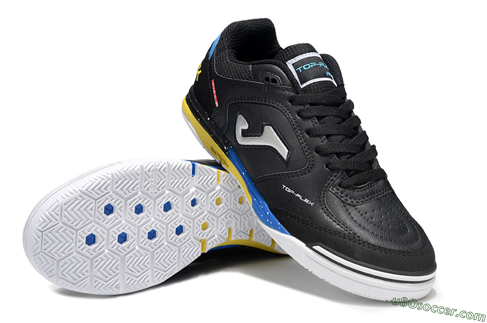 Joma Top Flex IC Indoor & Futsal Soccer Shoes - Black/Silver/Yellow 3