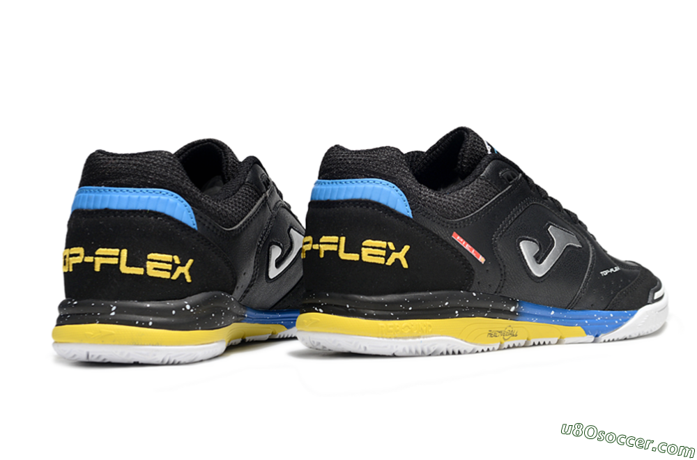 Joma Top Flex IC Indoor & Futsal Soccer Shoes - Black/Silver/Yellow 6