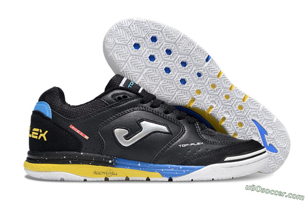 Joma Top Flex IC Indoor & Futsal Soccer Shoes - Black/Silver/Yellow 1
