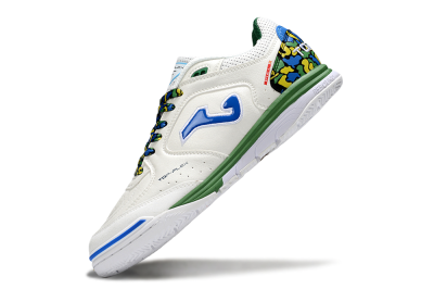 Joma Top Flex IC Indoor & Futsal Soccer Shoes - White/Blue/Green