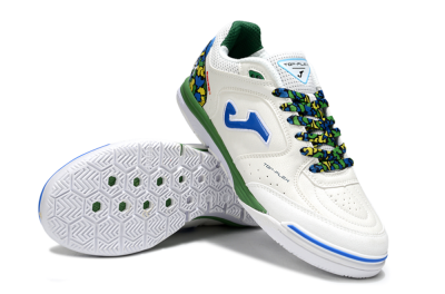 Joma Top Flex IC Indoor & Futsal Soccer Shoes - White/Blue/Green