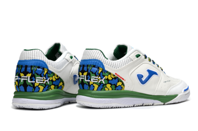 Joma Top Flex IC Indoor & Futsal Soccer Shoes - White/Blue/Green