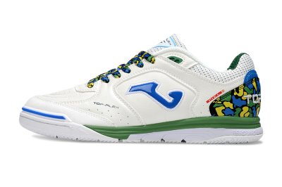 Joma Top Flex IC Indoor & Futsal Soccer Shoes - White/Blue/Green