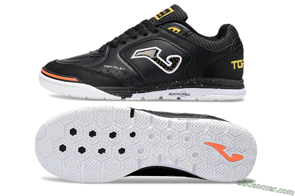 Joma Top Flex IC Indoor & Futsal Soccer Shoes - White/Black/Yellow 0