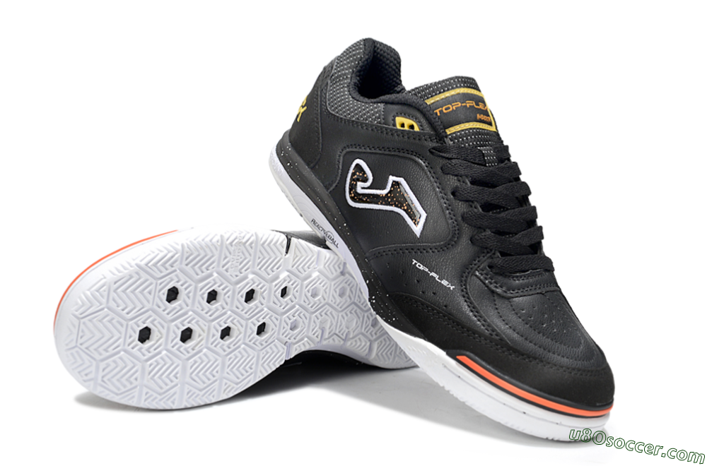 Joma Top Flex IC Indoor & Futsal Soccer Shoes - White/Black/Yellow 3