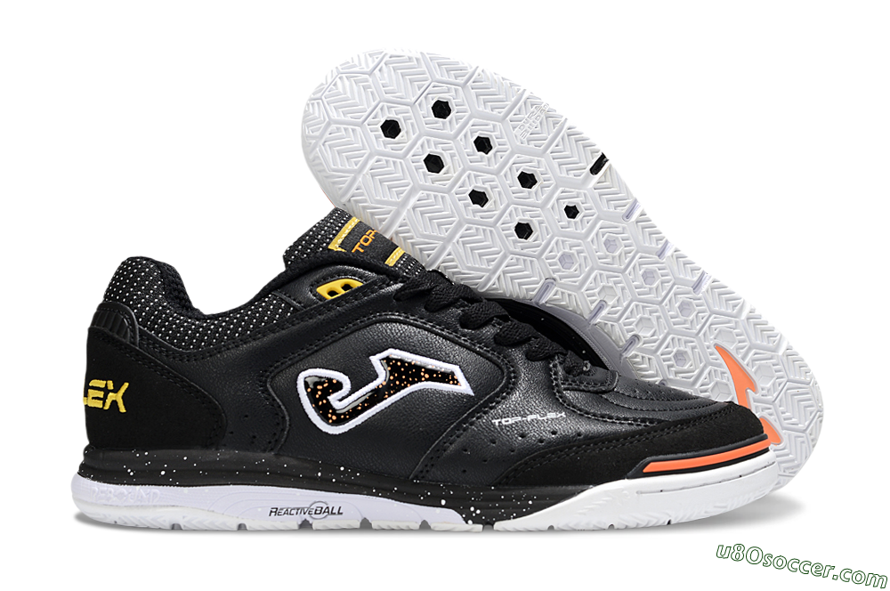 Joma Top Flex IC Indoor & Futsal Soccer Shoes - White/Black/Yellow 1
