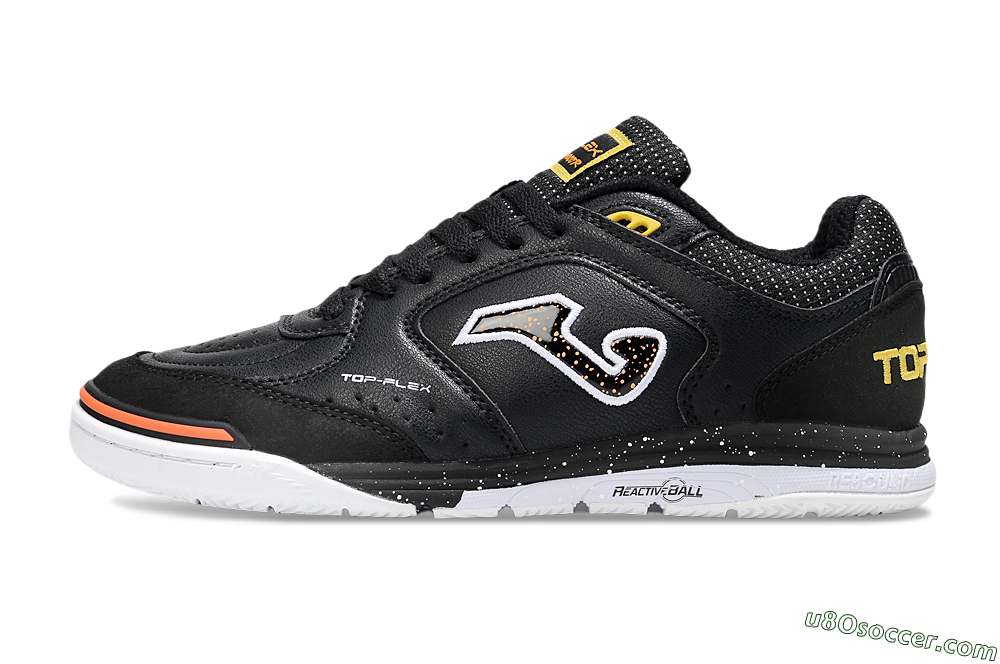 Joma Top Flex IC Indoor & Futsal Soccer Shoes - White/Black/Yellow 2