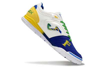 Joma Top Flex IC Indoor & Futsal Soccer Shoes - White/Blue/Yellow