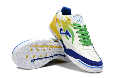 Joma Top Flex IC Indoor & Futsal Soccer Shoes - White/Blue/Yellow