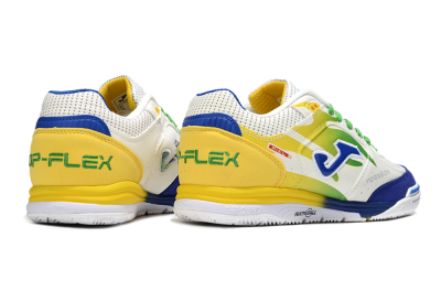 Joma Top Flex IC Indoor & Futsal Soccer Shoes - White/Blue/Yellow