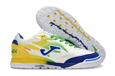 Joma Top Flex IC Indoor & Futsal Soccer Shoes - White/Blue/Yellow