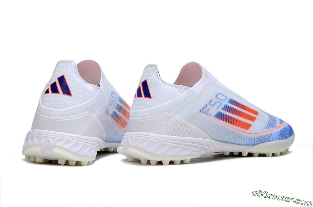 Adidas F50+ Elite Laceless TF Artificial Turf Soccer Shoes - White/Blue/Red 6