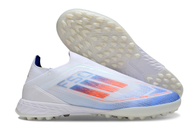 Adidas F50+ Elite Laceless TF Artificial Turf Soccer Shoes - White/Blue/Red