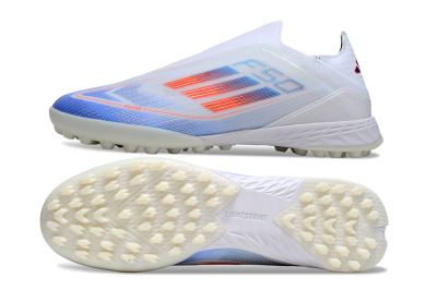 Adidas F50+ Elite Laceless TF Artificial Turf Soccer Shoes - White/Blue/Red