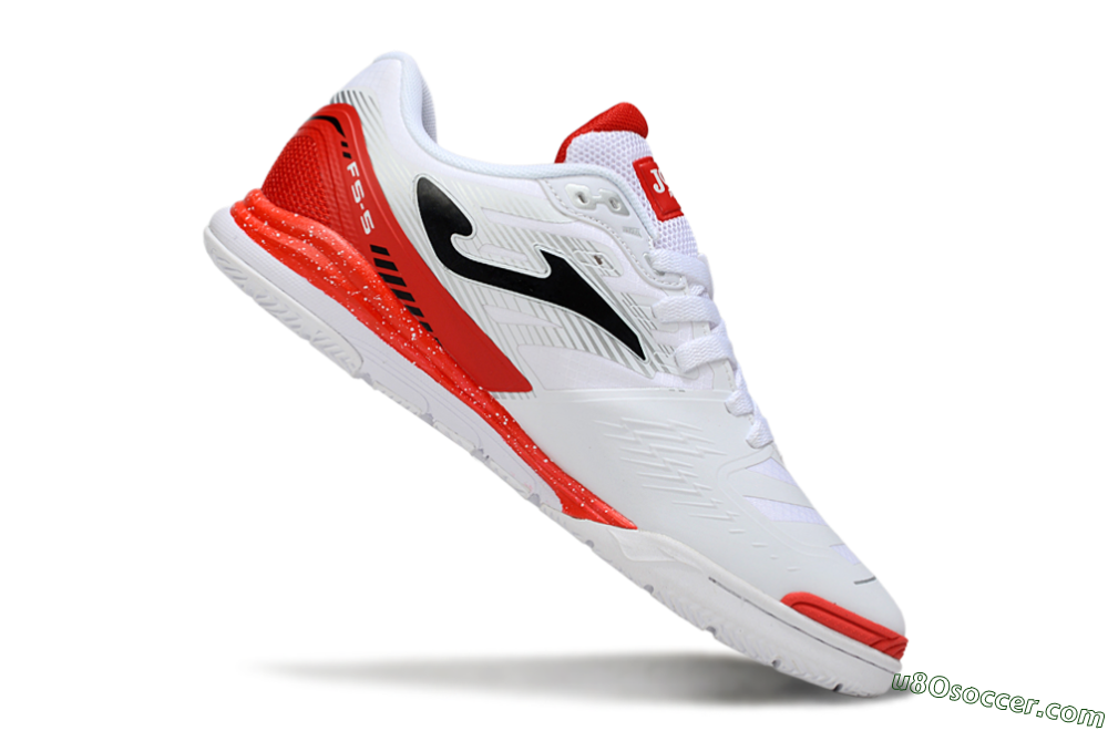 Joma Top Flex IC Indoor & Futsal Soccer Shoes - White/Black/Red 4