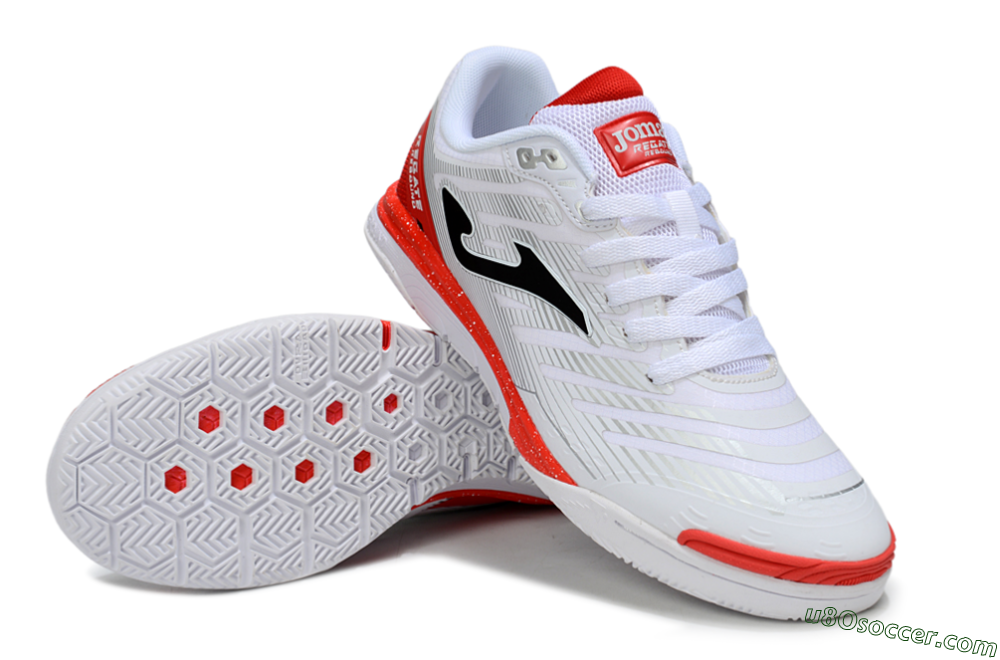 Joma Top Flex IC Indoor & Futsal Soccer Shoes - White/Black/Red 3