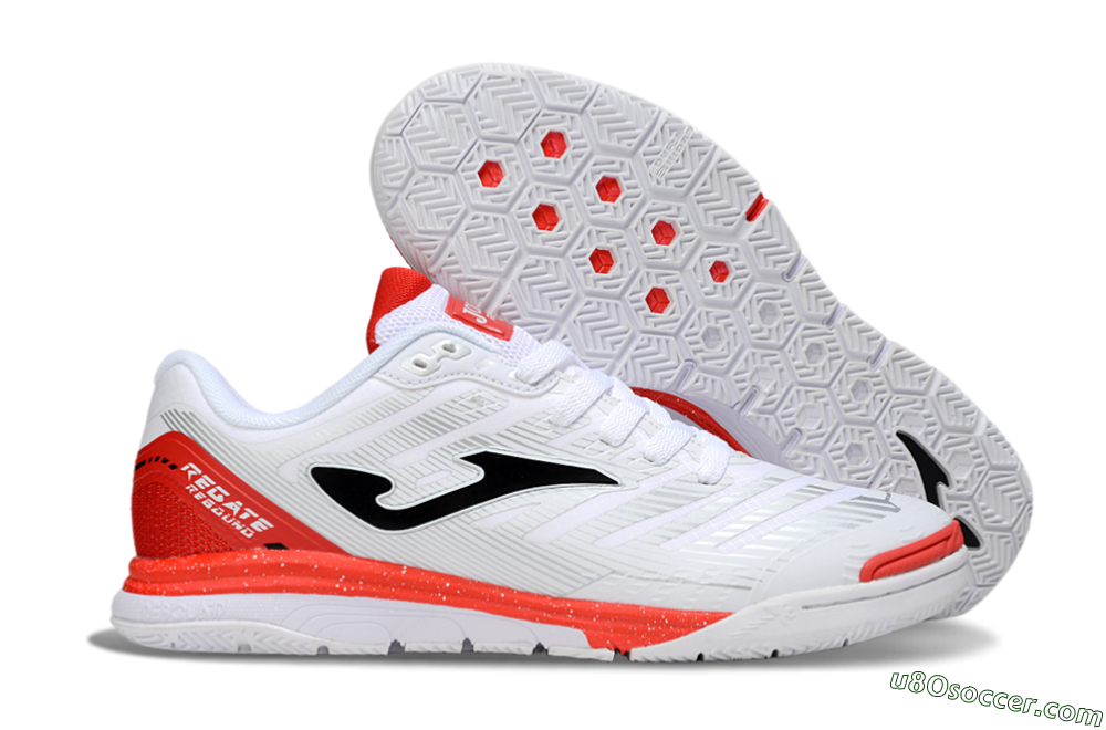Joma Top Flex IC Indoor & Futsal Soccer Shoes - White/Black/Red 1