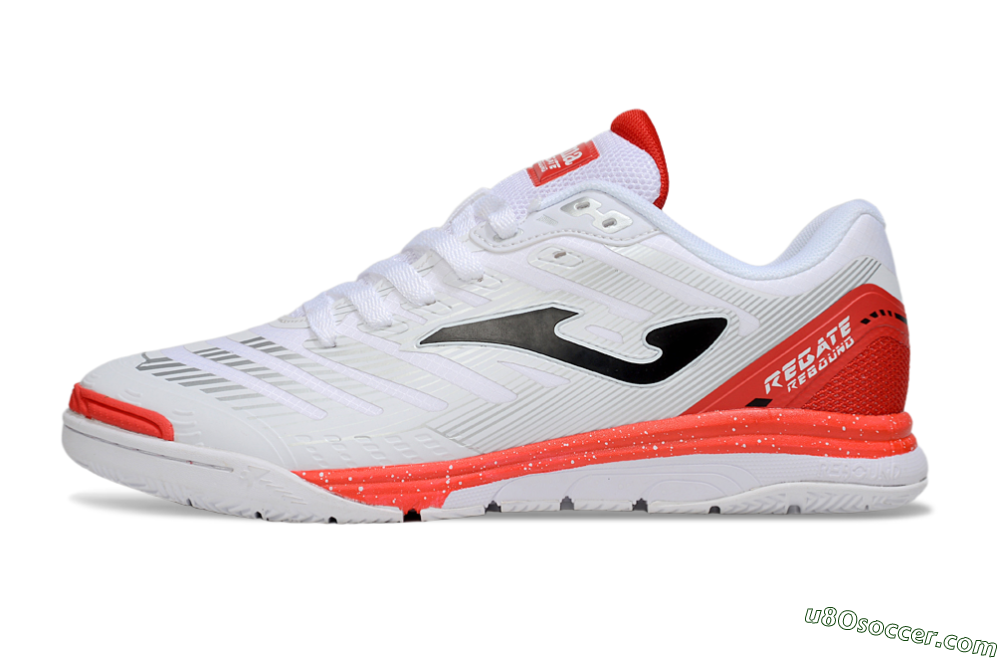Joma Top Flex IC Indoor & Futsal Soccer Shoes - White/Black/Red 2
