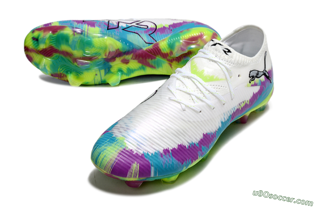 Puma Future 8 Ultimate FG Firm Ground Soccer Cleats - White/Purple/Blue 3
