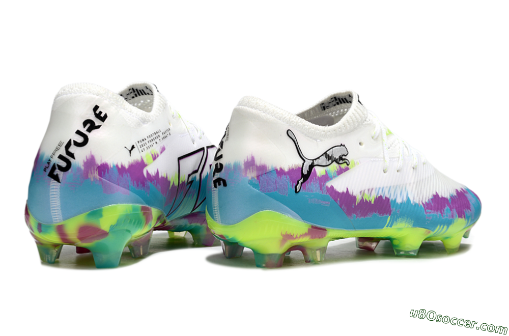 Puma Future 8 Ultimate FG Firm Ground Soccer Cleats - White/Purple/Blue 6