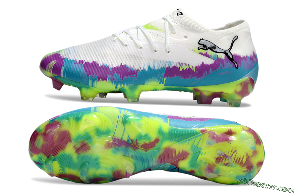 Puma Future 8 Ultimate FG Firm Ground Soccer Cleats - White/Purple/Blue 0