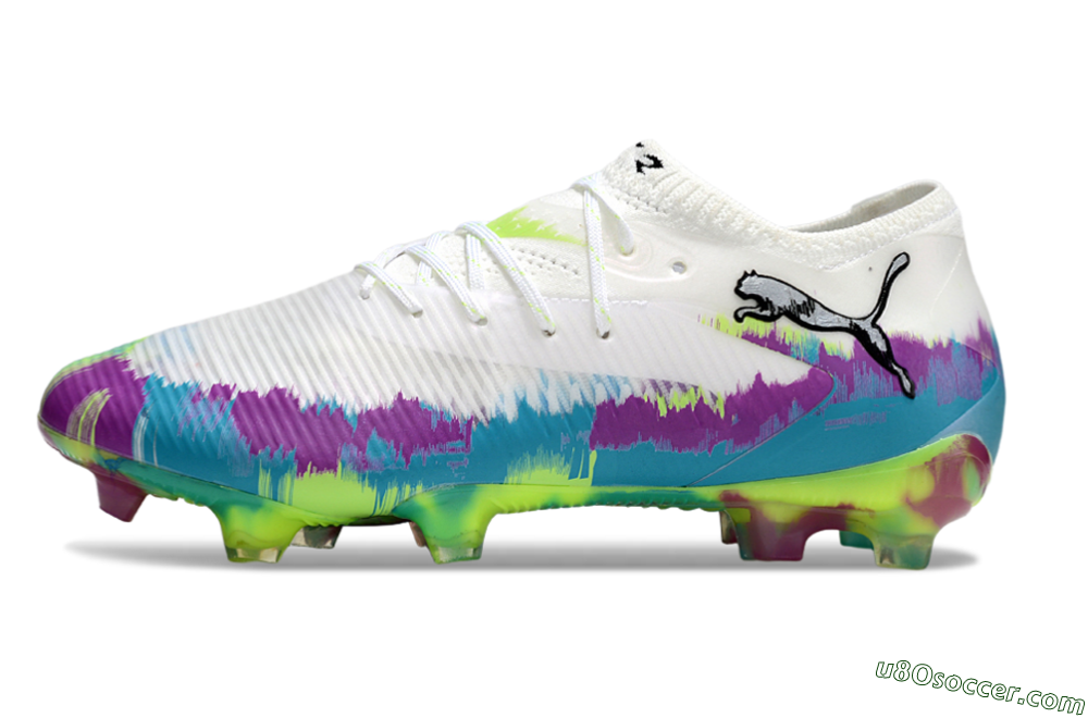 Puma Future 8 Ultimate FG Firm Ground Soccer Cleats - White/Purple/Blue 2