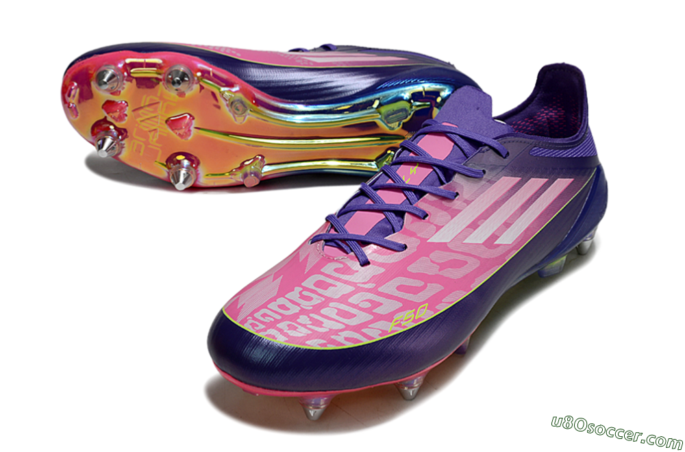 Adidas F50 Elite SG Soft Ground Soccer Cleats - Pink/Blue/Yellow 3
