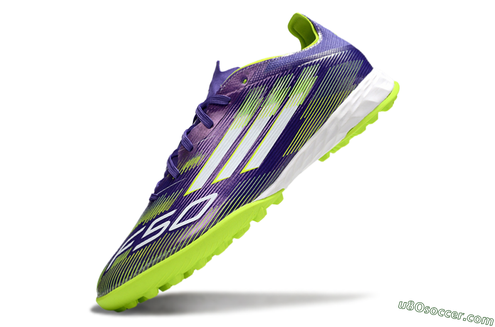 Adidas F50 Pro TF Artificial Turf Soccer Shoes - Purple/Silver/Yellow 5