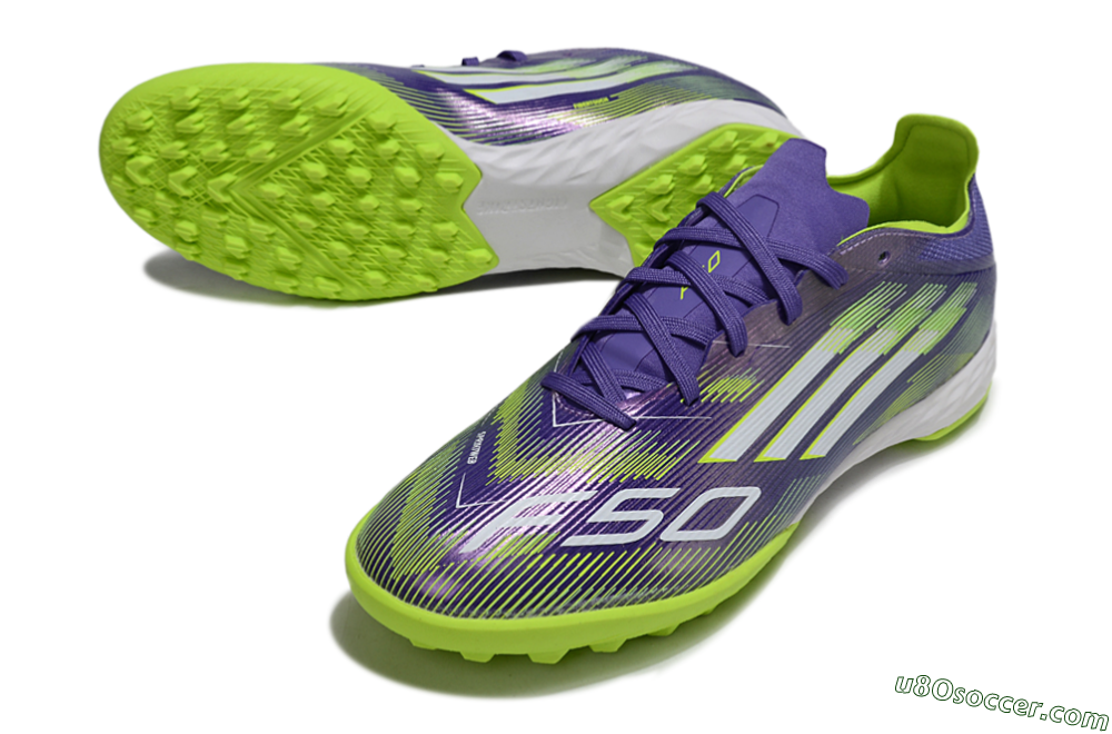 Adidas F50 Pro TF Artificial Turf Soccer Shoes - Purple/Silver/Yellow 3