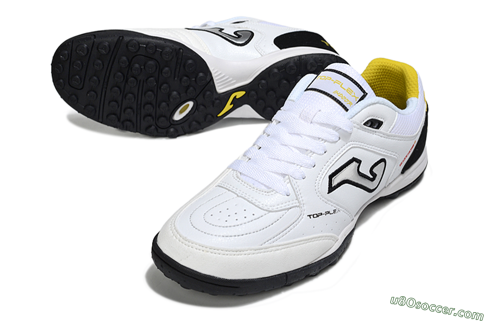Joma Top Flex TF Artificial Turf Soccer Shoes - White/Silver/Black 3