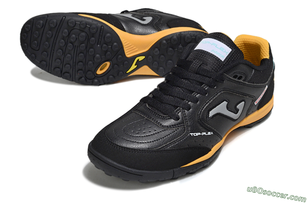 Joma Top Flex TF Artificial Turf Soccer Shoes - Black/Grey/Yellow 3