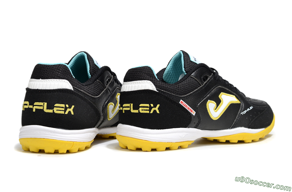Joma Top Flex TF Artificial Turf Soccer Shoes - Black/White/Yellow 6