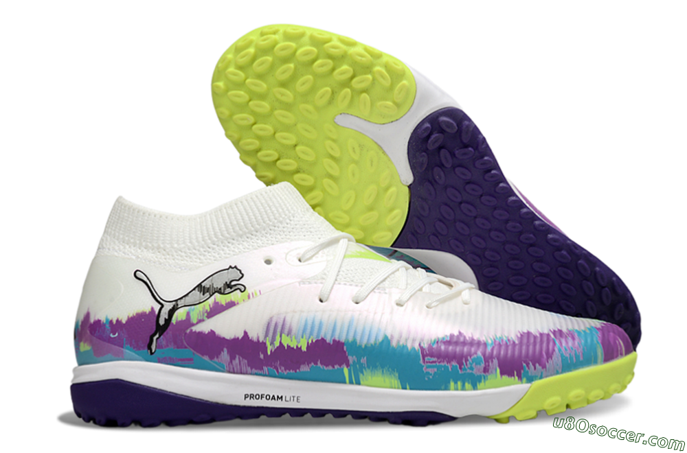Puma Future 8 Ultimate TF Artificial Turf Soccer Shoes - White/Purple/Blue 1