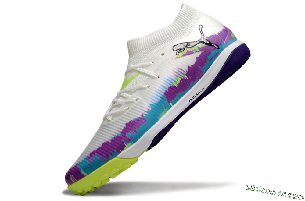 Puma Future 8 Ultimate TF Artificial Turf Soccer Shoes - White/Purple/Blue 5