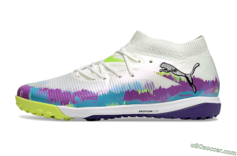 Puma Future 8 Ultimate TF Artificial Turf Soccer Shoes - White/Purple/Blue 2