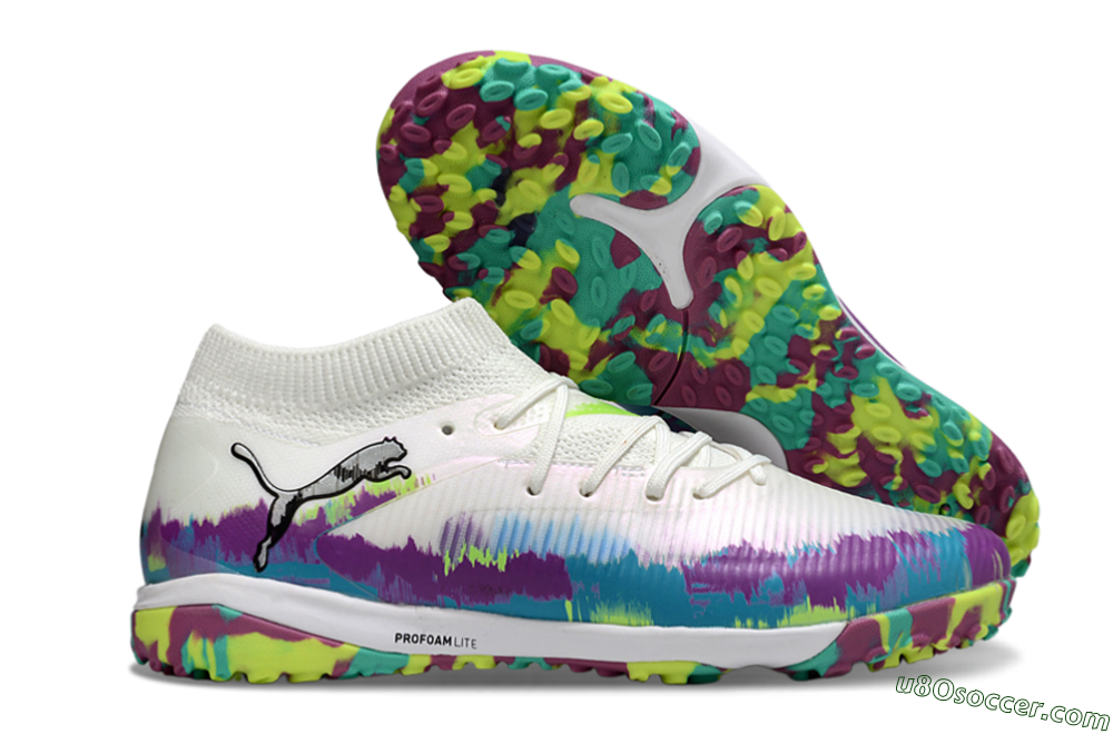 Puma Future 8 Ultimate TF Artificial Turf Soccer Shoes - White/Purple/Blue 1