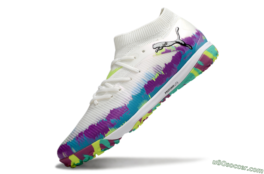 Puma Future 8 Ultimate TF Artificial Turf Soccer Shoes - White/Purple/Blue 5