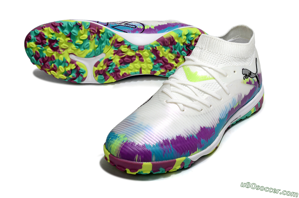 Puma Future 8 Ultimate TF Artificial Turf Soccer Shoes - White/Purple/Blue 3