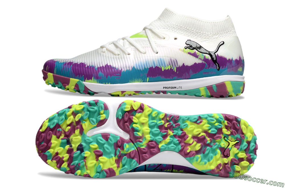 Puma Future 8 Ultimate TF Artificial Turf Soccer Shoes - White/Purple/Blue 0