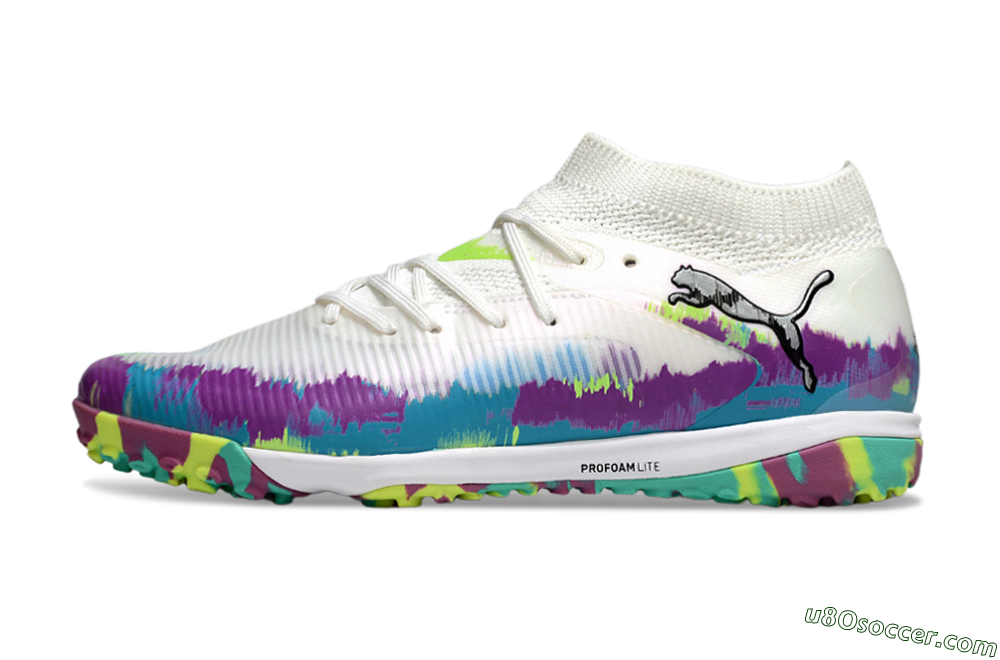 Puma Future 8 Ultimate TF Artificial Turf Soccer Shoes - White/Purple/Blue 2