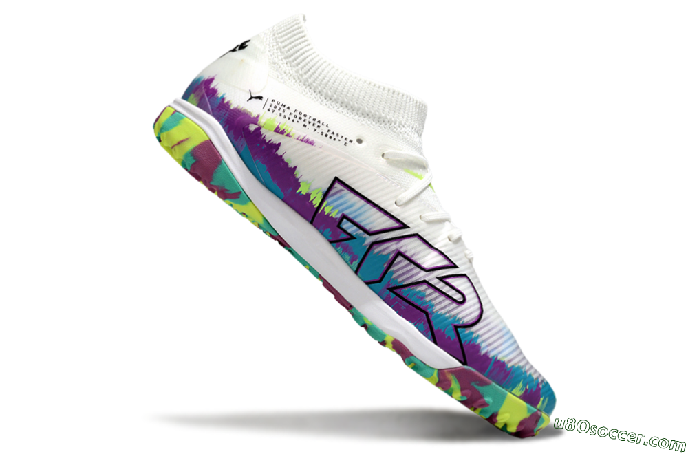 Puma Future 8 Ultimate TF Artificial Turf Soccer Shoes - White/Purple/Blue 4