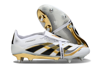Adidas Predator 25 Elite Foldover Tongue SG Soft Ground Soccer Cleats - White/Black/Gold