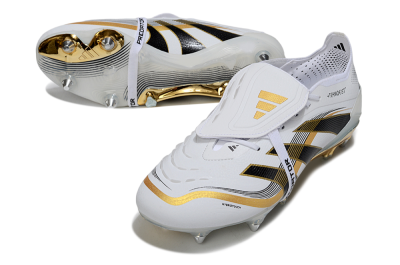 Adidas Predator 25 Elite Foldover Tongue SG Soft Ground Soccer Cleats - White/Black/Gold