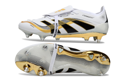 Adidas Predator 25 Elite Foldover Tongue SG Soft Ground Soccer Cleats - White/Black/Gold