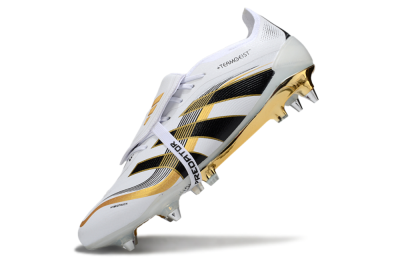 Adidas Predator 25 Elite Foldover Tongue SG Soft Ground Soccer Cleats - White/Black/Gold