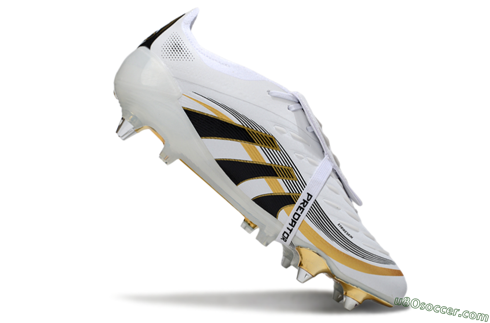 Adidas Predator 25 Elite Foldover Tongue SG Soft Ground Soccer Cleats - White/Black/Gold 4