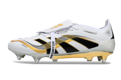 Adidas Predator 25 Elite Foldover Tongue SG Soft Ground Soccer Cleats - White/Black/Gold