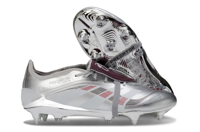 Adidas Predator 25 Elite Foldover Tongue SG Soft Ground Soccer Cleats - Silver/Black/Red