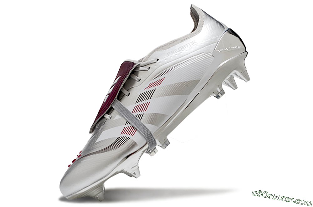 Adidas Predator 25 Elite Foldover Tongue SG Soft Ground Soccer Cleats - Silver/Black/Red 5
